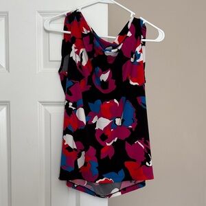 Kasper Vibrant Floral Tank Top - Black, Red, Blue